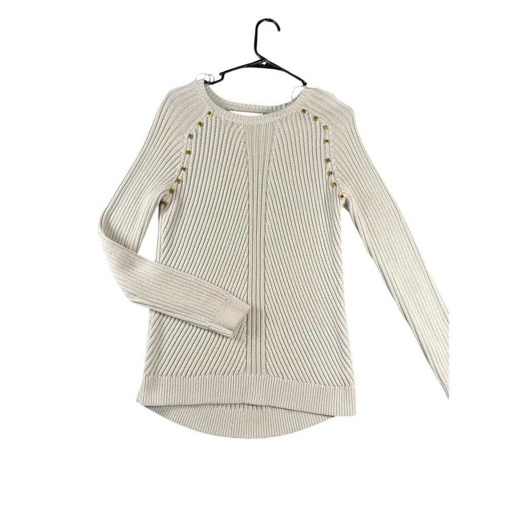 MICHAEL Michael Kors Cream Gold Stud Cotton Sweater S